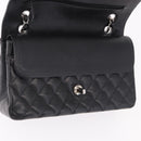 CHANEL Chain Matelasse 25 Bag Caviar Skin Black Silver CC Auth yk20612SM-17