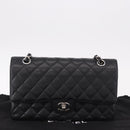 CHANEL Chain Matelasse 25 Bag Caviar Skin Black Silver CC Auth yk20612SM-29