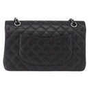 CHANEL Chain Matelasse 25 Bag Caviar Skin Black Silver CC Auth yk20612SM-3