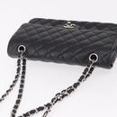 CHANEL Chain Matelasse 25 Bag Caviar Skin Black Silver CC Auth yk20612SM-6