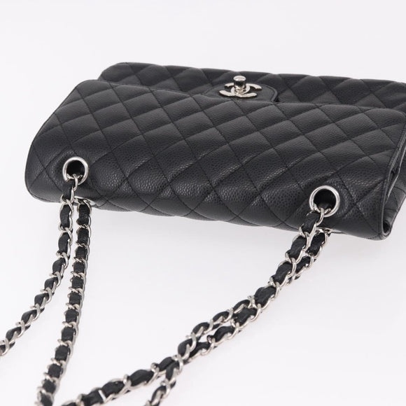CHANEL Chain Matelasse 25 Bag Caviar Skin Black Silver CC Auth yk20612SM