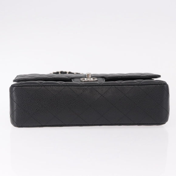 CHANEL Chain Matelasse 25 Bag Caviar Skin Black Silver CC Auth yk20612SM