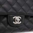 CHANEL Chain Matelasse 25 Bag Caviar Skin Black Silver CC Auth yk20613SM-14