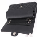 CHANEL Chain Matelasse 25 Bag Caviar Skin Black Silver CC Auth yk20613SM-15