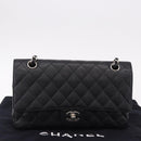 CHANEL Chain Matelasse 25 Bag Caviar Skin Black Silver CC Auth yk20613SM-28