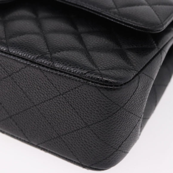 CHANEL Chain Matelasse 25 Shoulder Bag Caviar Skin Black Gold CC Auth yk20614SM