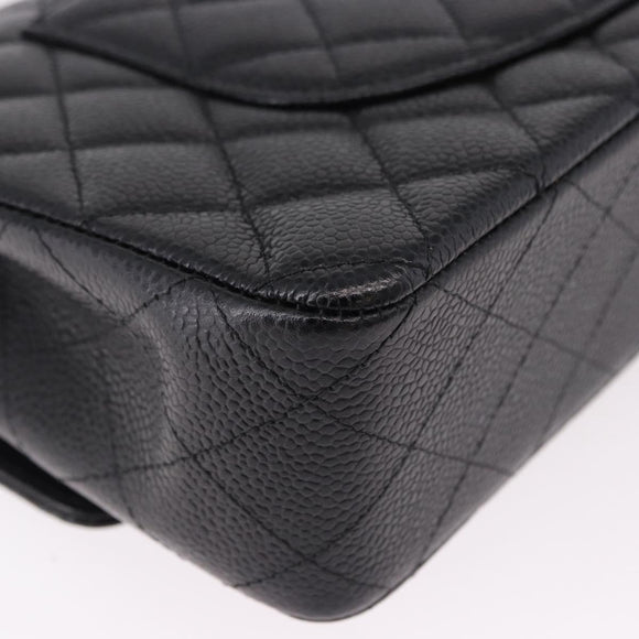 CHANEL Chain Matelasse 25 Shoulder Bag Caviar Skin Black Gold CC Auth yk20614SM
