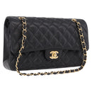CHANEL Chain Matelasse 25 Shoulder Bag Caviar Skin Black Gold CC Auth yk20615SM-1