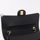 CHANEL Chain Matelasse 25 Shoulder Bag Caviar Skin Black Gold CC Auth yk20615SM-16