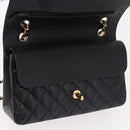 CHANEL Chain Matelasse 25 Shoulder Bag Caviar Skin Black Gold CC Auth yk20615SM-17