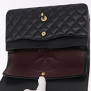 CHANEL Chain Matelasse 25 Shoulder Bag Caviar Skin Black Gold CC Auth yk20615SM-19