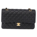 CHANEL Chain Matelasse 25 Shoulder Bag Caviar Skin Black Gold CC Auth yk20615SM-2