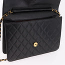 CHANEL Matelasse Chain Shoulder Bag Lamb Skin Black Gold CC Auth yk20616SAM-17