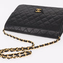 CHANEL Matelasse Chain Shoulder Bag Lamb Skin Black Gold CC Auth yk20616SAM-6