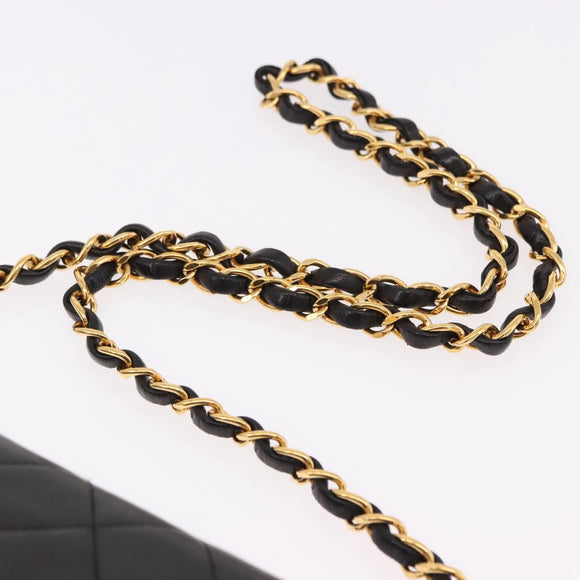 CHANEL Matelasse Chain Shoulder Bag Lamb Skin Black Gold CC Auth yk20616SAM