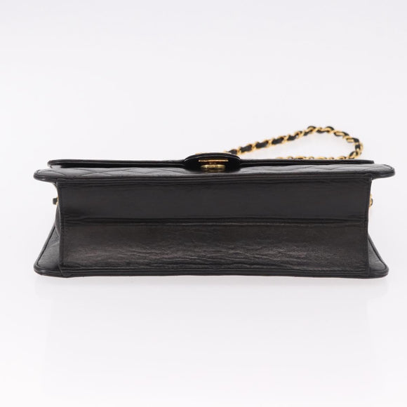 CHANEL Matelasse Chain Shoulder Bag Lamb Skin Black Gold CC Auth yk20616SAM