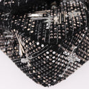 CHANEL beads Chain Matelasse 25 Bag Tweed Black Silver CC Auth yk20617SM-15