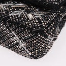 CHANEL beads Chain Matelasse 25 Bag Tweed Black Silver CC Auth yk20617SM-16