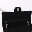 CHANEL beads Chain Matelasse 25 Bag Tweed Black Silver CC Auth yk20617SM-22