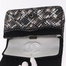 CHANEL beads Chain Matelasse 25 Bag Tweed Black Silver CC Auth yk20617SM-25