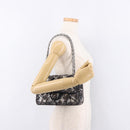 CHANEL beads Chain Matelasse 25 Bag Tweed Black Silver CC Auth yk20617SM-31