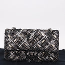 CHANEL beads Chain Matelasse 25 Bag Tweed Black Silver CC Auth yk20617SM-12