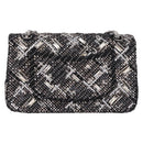 CHANEL beads Chain Matelasse 25 Bag Tweed Black Silver CC Auth yk20617SM-2
