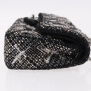 CHANEL beads Chain Matelasse 25 Bag Tweed Black Silver CC Auth yk20617SM-3