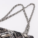 CHANEL beads Chain Matelasse 25 Bag Tweed Black Silver CC Auth yk20617SM-14