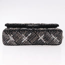 CHANEL beads Chain Matelasse 25 Bag Tweed Black Silver CC Auth yk20617SM-5
