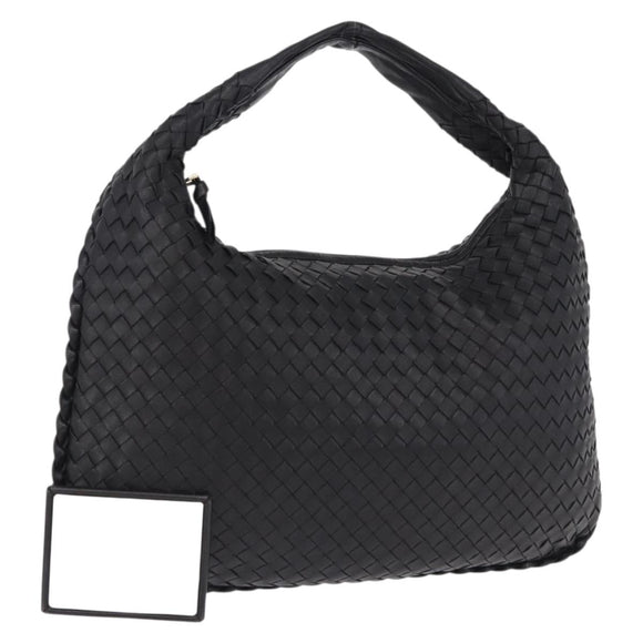 BOTTEGA VENETA INTRECCIATO Bag Leather Black Gold 115653 Auth yk20620SAV