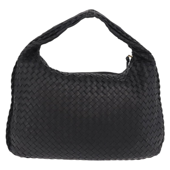 BOTTEGA VENETA INTRECCIATO Bag Leather Black Gold 115653 Auth yk20620SAV