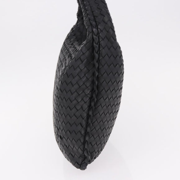 BOTTEGA VENETA INTRECCIATO Bag Leather Black Gold 115653 Auth yk20620SAV