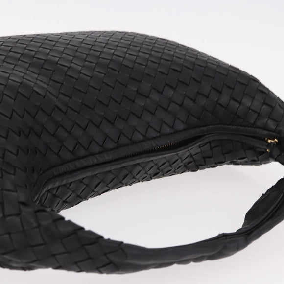 BOTTEGA VENETA INTRECCIATO Bag Leather Black Gold 115653 Auth yk20620SAV