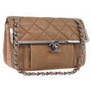 CHANEL Matelasse Chain Hand Bag Lamb Skin Brown Silver CC Auth yk20623A-1