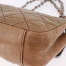 CHANEL Matelasse Chain Hand Bag Lamb Skin Brown Silver CC Auth yk20623A-17