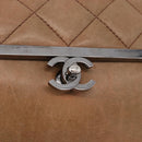 CHANEL Matelasse Chain Hand Bag Lamb Skin Brown Silver CC Auth yk20623A-18
