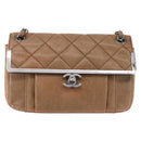 CHANEL Matelasse Chain Hand Bag Lamb Skin Brown Silver CC Auth yk20623A-13