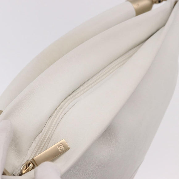 CHANEL COCO Mark Shoulder Bag Leather White Black CC Auth yk20624SAV