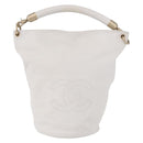 CHANEL COCO Mark Shoulder Bag Leather White Black CC Auth yk20624SAV-13