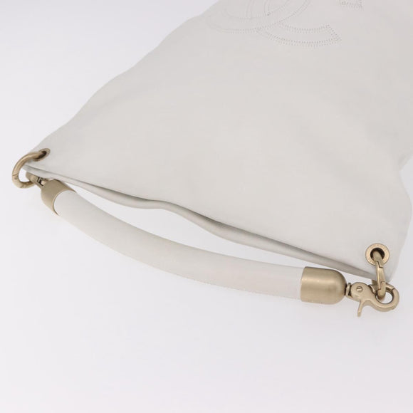 CHANEL COCO Mark Shoulder Bag Leather White Black CC Auth yk20624SAV