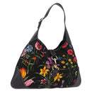 GUCCI Jackie Flora Shoulder Bag Canvas Black Gold 153029 Auth yk20625SAV-1