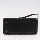 Christian Dior Canage Hand Bag Lamb Skin Black Gold Auth yk20628SAM-11