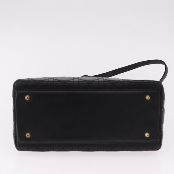 Christian Dior Canage Hand Bag Lamb Skin Black Gold Auth yk20628SAM
