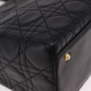 Christian Dior Canage Hand Bag Lamb Skin Black Gold Auth yk20628SAM-12