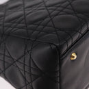 Christian Dior Canage Hand Bag Lamb Skin Black Gold Auth yk20628SAM-14