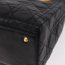 Christian Dior Canage Hand Bag Lamb Skin Black Gold Auth yk20628SAM-15