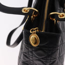 Christian Dior Canage Hand Bag Lamb Skin Black Gold Auth yk20628SAM-17