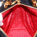 Christian Dior Canage Hand Bag Lamb Skin Black Gold Auth yk20628SAM-20