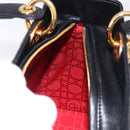 Christian Dior Canage Hand Bag Lamb Skin Black Gold Auth yk20628SAM-21
